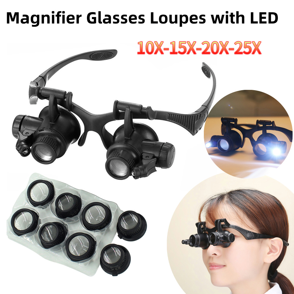 10X/15X/20X/25X LED Magnifier  - Electronics Repair Glasses ulasan dan harga