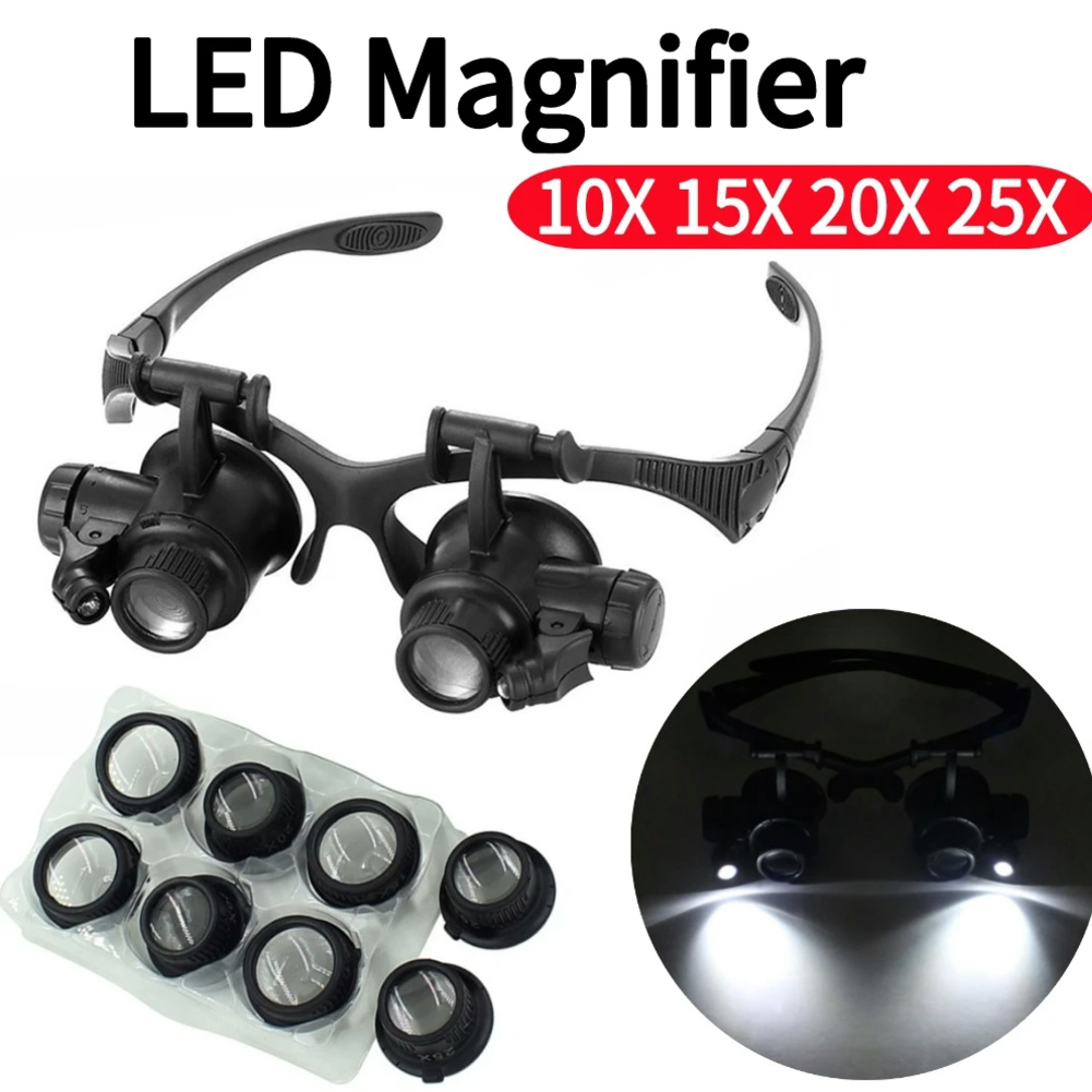 10X/15X/20X/25X LED Magnifier  - Electronics Repair Glasses ulasan dan harga