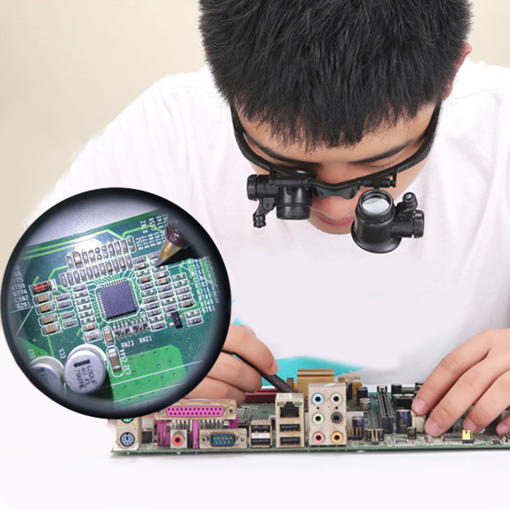 10X/15X/20X/25X LED Magnifier  - Electronics Repair Glasses ulasan dan harga