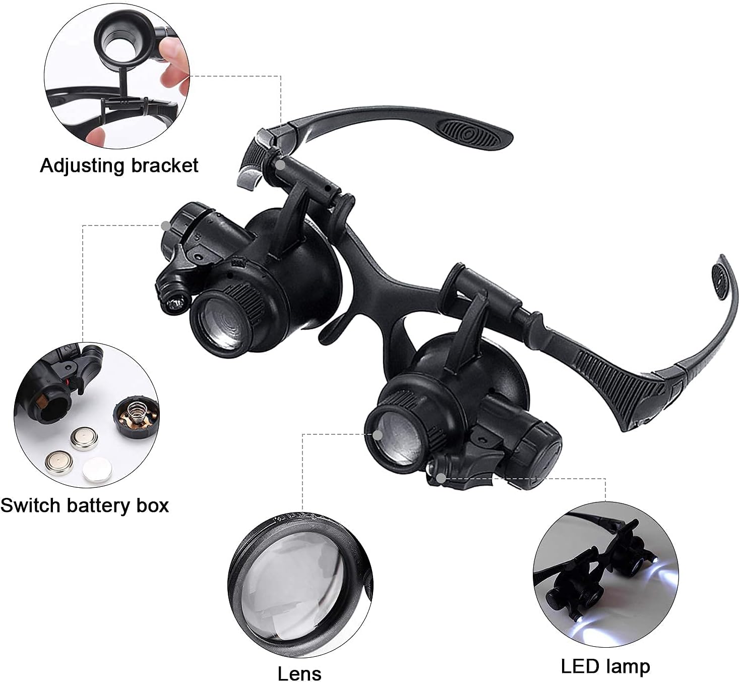 Head Mounted Magnifier With LE - Electronics Repair Glasses ulasan dan harga